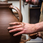 Doug Fitch and Hannah McAndrew making a jug for me